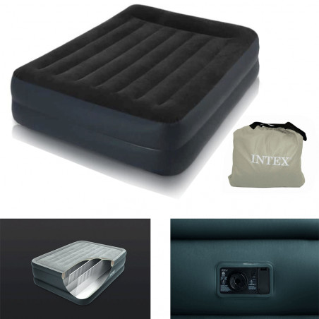 MATELAS GONGLABLE INTEX REST BED FIBER TECH 2 PLACES ELECTRIQUE 