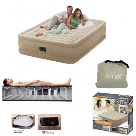 LIT D'APPOINT FIBER TECH INTEX 2 PLACES AVEC GONFLEUR 