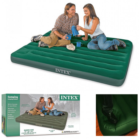 MATELAS AIRBED 2 PLACES INTEX AVEC GONFLEUR INTEGRE 