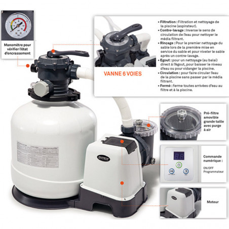 FILTRE A SABLE/VERRE INTEX 6M3/H 