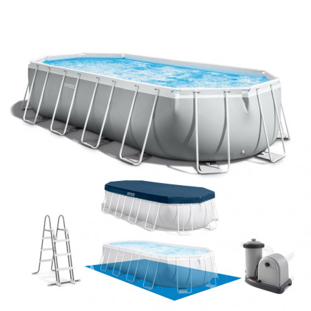 PISCINE TUBULAIRE INTEX OVALE PRISM 6.10 X 3.05 X 1.22 M 
