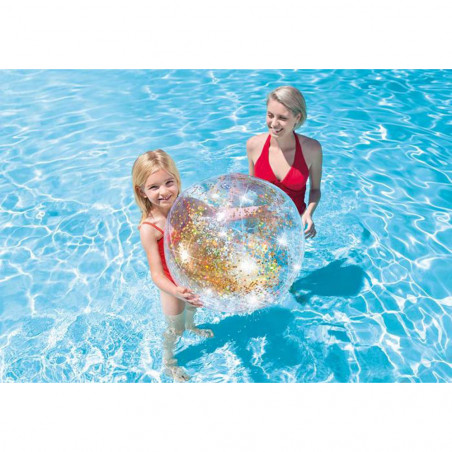 BALLON DE PLAGE INTEX BRILLANT ROSE OU OR