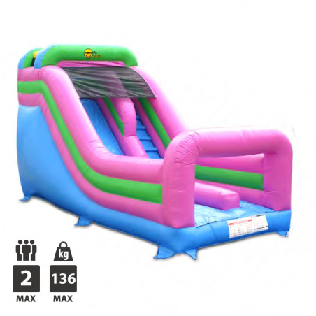 CHATEAU GONFLABLE HAPPY HOP SUPER SLIDE ROSE 