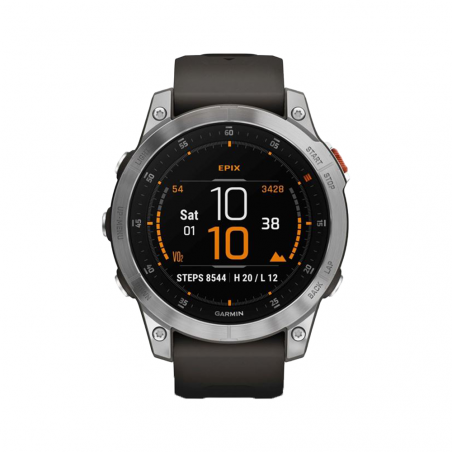Montre EPIX (Gen2) Acier, Silver avec bracelet Gris - GARMIN 