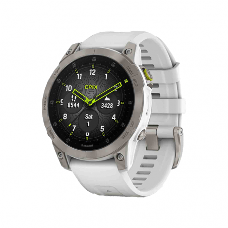 Montre EPIX (Gen2) Sapphire, Titane, Silver avec bracelet Blanc - GARMIN 