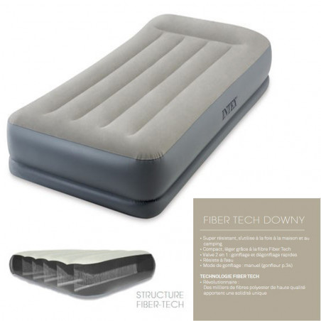 MATELAS GONFLABLE INTEX MID-RISE FIBER TECH 1 PLACE 