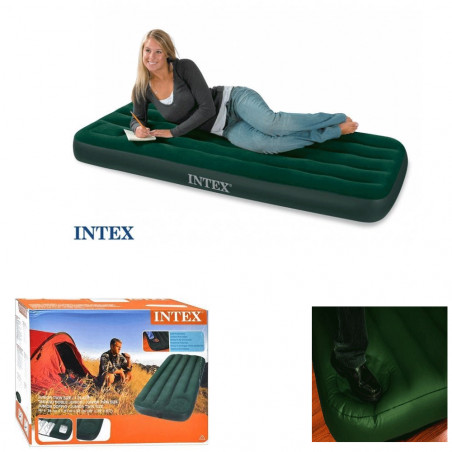 MATELAS GONFLABLE INTEX 1 PERSONNE AVEC POMPE INTEGREE DOWNY 