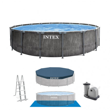 PISCINE TUBULAIRE INTEX ROND BALTIK EFFET BOIS 5.49 x 1.22 M 