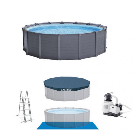 PISCINE TUBULAIRE RONDE INTEX PVC GRAPHITE 4.78 X 1.24 M 