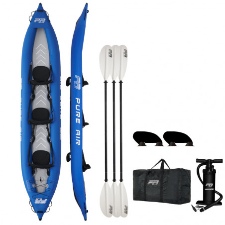 KAYAK GONFLABLE AQUA MARINA PURE AIR PLANCHER HP 3 PLACES 