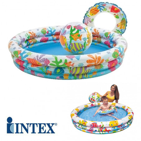 PISCINE POISSON INTEX + BALLON + BOUEE (59469) 