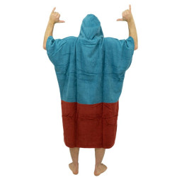 PONCHO ALL IN V ORGANIC BLEU/MARRON/VERT