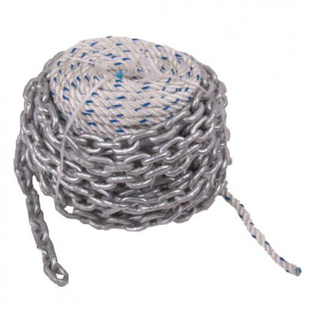 LIGNE DE MOUILLAGE MIXTE (CORDAGE/CHAINE) Cordage 8mm x 32 m, chaine 6mm x 8 m